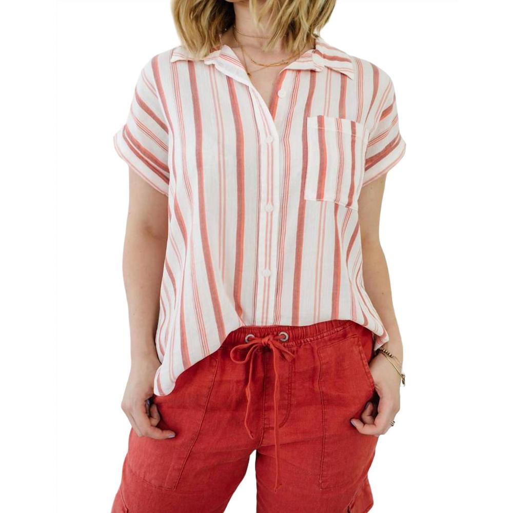 NEW SANCTUARY mod short sleeve boyfriend shirt in painted pottery